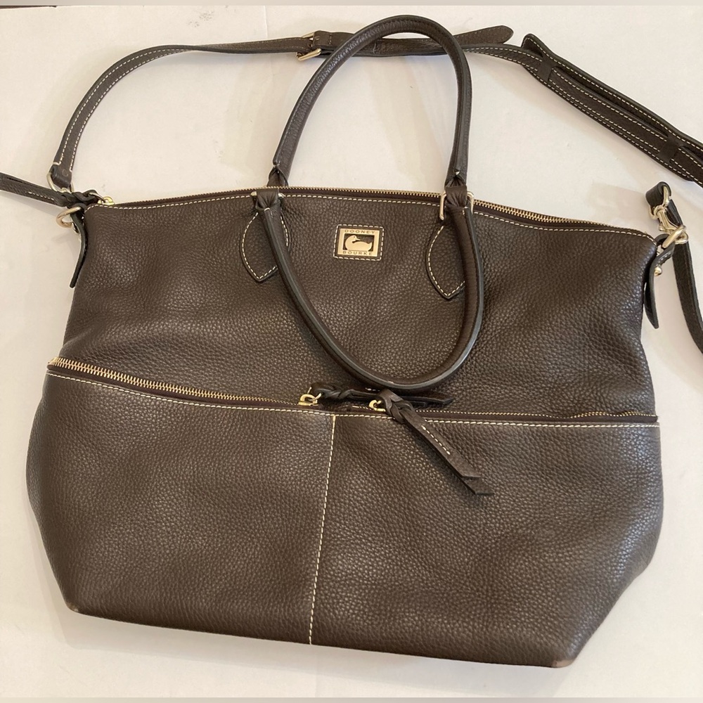 Dooney & Bourke brown pebbled leather satchel